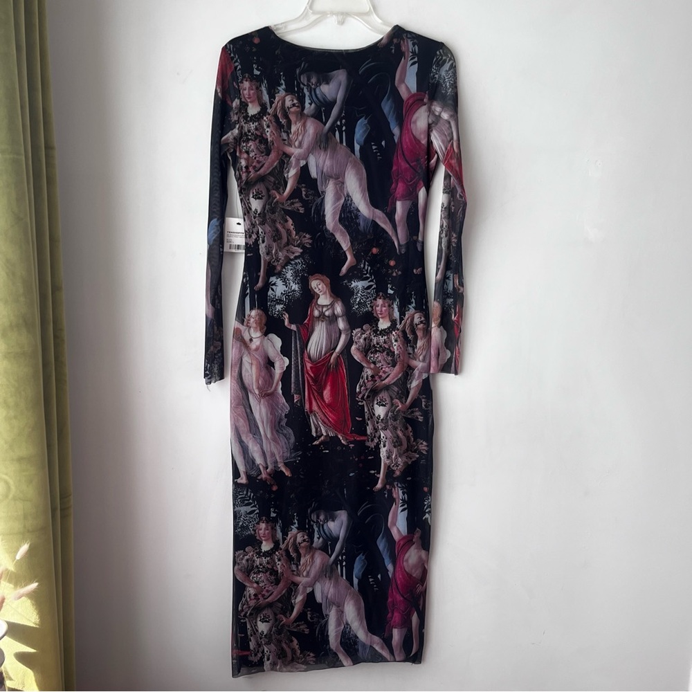 NJJ Botticelli Primavera Print Long Sleeve Mesh Maxi Dress L NWT - Picture 7 of 7